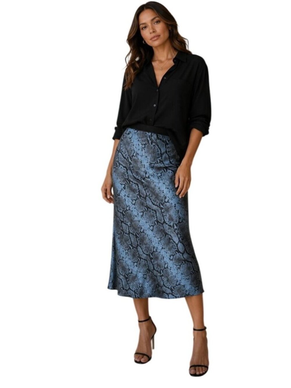 CAMI Nyc Blue snake prints Silk skirt - Size S